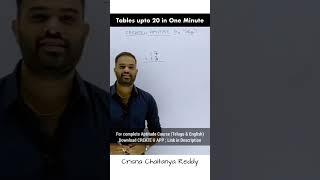 Short 202 | Tables till 20 | CREATE U APP | CREATE U APTITUDE | Crisna Chaitanya Reddy