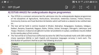 CET 2021 Standard Syllabus, Total Marks, Exam centres for Assam Agricultural University, Jorhat.