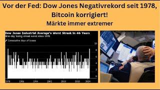 Vor der Fed: Dow Jones Negativrekord seit 1978, Bitcoin korrigiert! Videoausblick