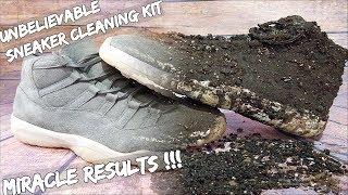 AJ 11 Grey Suede Cleaned  With Sneaker Reviver !