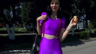 Perfect Angel Julia V. - Skinny in Purple Spandex Catsuit