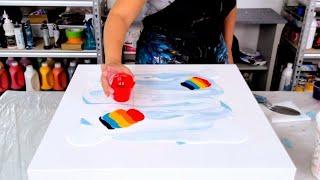  Amazing Result! -This Worked SO Well! - Rainbow Clouds with NO Swipe Activator! - Acrylic Pouring