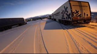 POV Driving Scania V8 770S 25m on the snow #snow #scandinavia #longtruck #pov #vlog #povtruck#scania