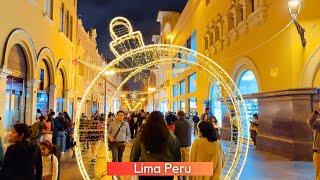 CHRISTMAS market decorated lights Walk  Lima Peru 2024 4K | Miraflores