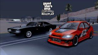 JGRP - DUEL JDM VS MUSCLE !! LANCER EVO 8 VS DODGE CHARGER 1970 !! GTA SA ROLEPLAY