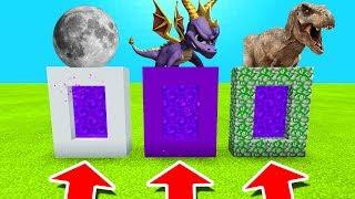 Minecraft PE : DO NOT CHOOSE THE WRONG PORTAL! (The Moon, Spyro & Tyrannosaurus)