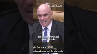 Alexandre de Moraes fala sobre descriminalização do porte de drogas para consumo próprio