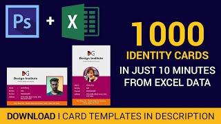 Make 1000 Photo ID Card in 5 Minutes with Variable and Data Set in Photoshop -Tutorial in Hindi
