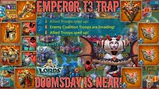 lords mobile: EMPEROR T3 RALLY TRAP DESTROYS k39!! 1900% BLAST VS MYTHIC RALLY TRAP!! GAME BREAKING!