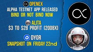 OPENEX APP BINDING | ALITA $28 PROFIT | DYOR SNAPSHOT #openex #alita #dyor