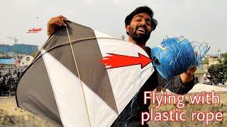 kite flying with plastic rope