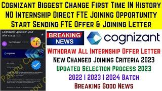 Cognizant Biggest Change in Onboarding Process New Criteria No Internship Direct FTE Joining For All