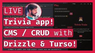 CRUD with SvelteKit, Drizzle & Turso  Trivia Train Part 3: Svelte 5 tutorial LIVE Coding & Chill 