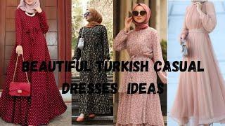 Beautiful Turkish Casual dresses with hijab ||Beautiful designs for Turkish dresses