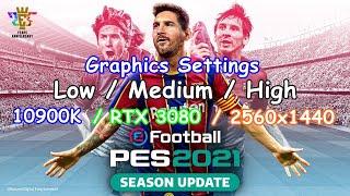 eFootball PES 2021 Season Update Graphics Settings Low/Medium/High - i9 10900K/RTX3080/1440p