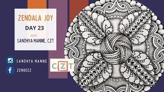 ZENDALA JOY Day 23 - String 15 exploring Zentangle® and Mandala