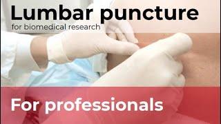 Lumbar puncture technique to collect cerebrospinal fluid for biomedical research