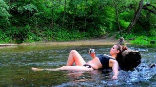 Solo beauty camping near fast river | Swimming in the river | outdoor cooking | ASMR nature sounds