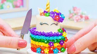  Magical Rainbow Cake  Colorful Miniature Rainbow Unicorn Cake Decoration | Tiny Cakes Recipe