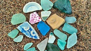 STUNNING SEAGLASS and AMAZING SEA POTTERY on Spittal beach at sundown