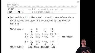 Advanced SQL — Chapter 02 — Video #03 — Row variables, row values, row types