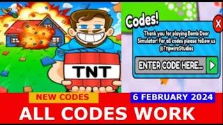 *ALL CODES WORK* Bomb Door Simulator ROBLOX | NEW CODES | FEBRUARY 6, 2024