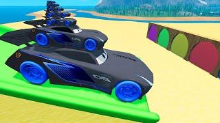 Small Cars on Giant Car with Slide Colors vs Portal Trap - Cars vs Deep Water - BeamNG.Drive #47