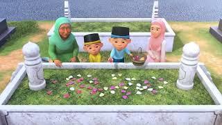 Keseruan Upin Ipin Saat Berziarah ke Makam Orang Tuanya