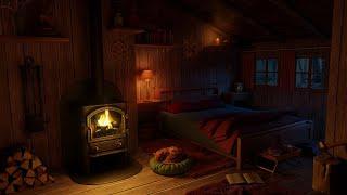 Cozy Winter Cabin Ambience with Relaxing Blizzard Sounds and Fireplace