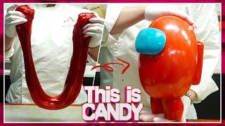 [설탕공예] 슈가슬라임으로 만든 초대형 어몽어스 캐릭터 사탕 만들기!! / Giant Among Us Character Candy making with Sugar Slime