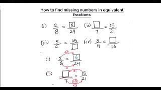 How to Find missing numbers in Equivalent Fraction / finding missing numbers in  fraction / class 7