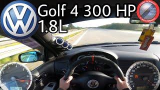 VW Golf 4 GTI 1.8 300 HP 2002 (Audi S3 8l Engine) Acceleration & TOP Speed drive on German Autobahn