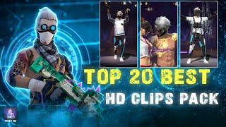 TOP 20 CLIPS PACK  | NEW LOBBY CLIPS  FF EMOTE CLIPS PACK | FREE TO USE