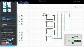 Development of a 4-bit adder in CircuitVerse.org