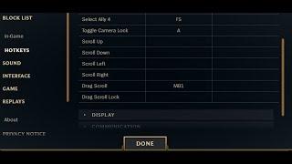 League of Legends, Change the Drag Scroll Camera Setting to Left Click (MB1).