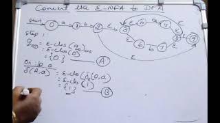 Conversion of epsilon NFA to DFA (ENFSM to DFSM) example 1|Lec-22, Automata Theory