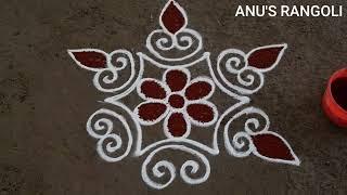 simple and easy Friday rangoli design 3*2dots Anu'srangoli small beautiful kolam daily muggulu