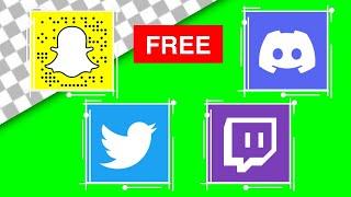 Social Media Logo (icon) Twitter, Twitch, Discord, Snapchat | green screen, transparent