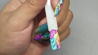 How to do granite nails marbling using ink tutorial