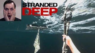 STRANDED DEEP E1 Raft upside DOWN :P Shark glitches through boat manic episode to start series!