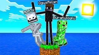 FARKLI CANLILARA DÖNÜŞEREK TEK BLOK OYNADIK! w/OğuzAslan,Adaş - Minecraft