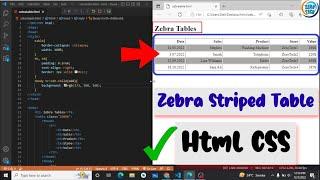 How to create a zebra stripped table with Html CSS | Source Code