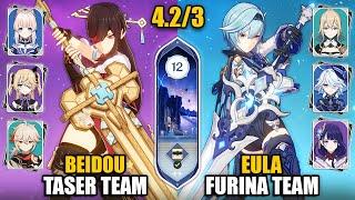 F2P Beidou Taser Team & C0 Eula Furina Team | Spiral Abyss 4.2/3 Floor 12 9 Stars | Genshin Impact