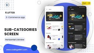 Flutter Sub Categories | Product Card | Horizontal ListView builder Flutter