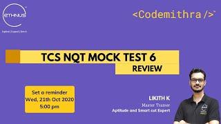 TCS NQT 2021 (New Pattern) | MasterClass 20 | Aptitude Review of TCS NQT Mock Test - 6