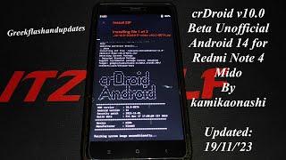 crDroid v10.0 Beta Unofficial Android 14 for Redmi Note 4 Mido