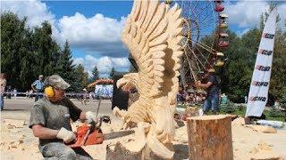 Amazing Fastest Skill Wood Carving With Chainsaw - Extreme Woodworking Skills