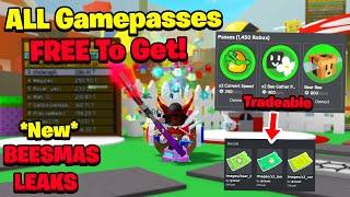 BEESMAS LEAKS! ALL Gamepasses FREE (F2P) To Get THIS Beesmas! (Tradeable Gamepasses) (Bee Swarm Sim)