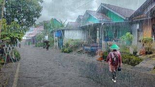 Heavy Rain and Thunder in Beautiful Hilly Village | Rain Walk | Sleep Therapy, Meditation - asmr