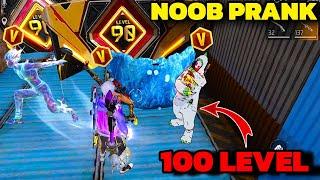 Noob No internet Prank  लेकिन सामने V badge Player आ गया  100 Level Emote  Garena free fire